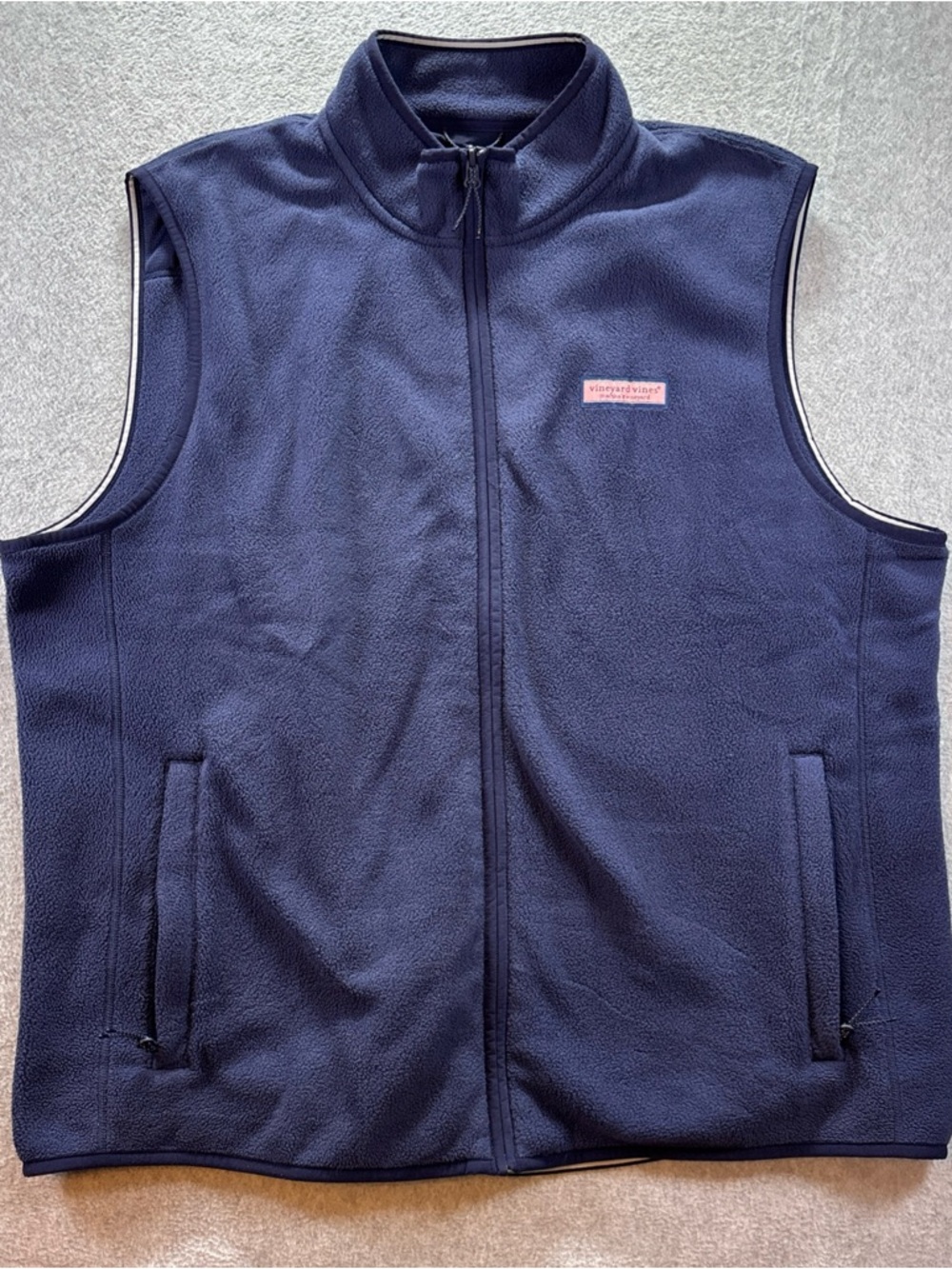 Vineyard Vines Blue Full Zip Fleece Sweater Vest XL Polyester